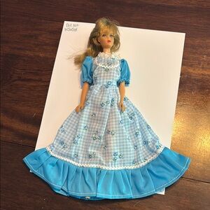 Barbie blue plaid long dress vintage inspired